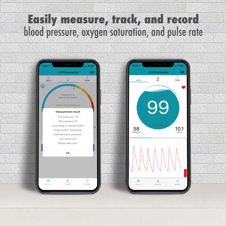 PC-102 upper arm blood pressure monitor in app reports