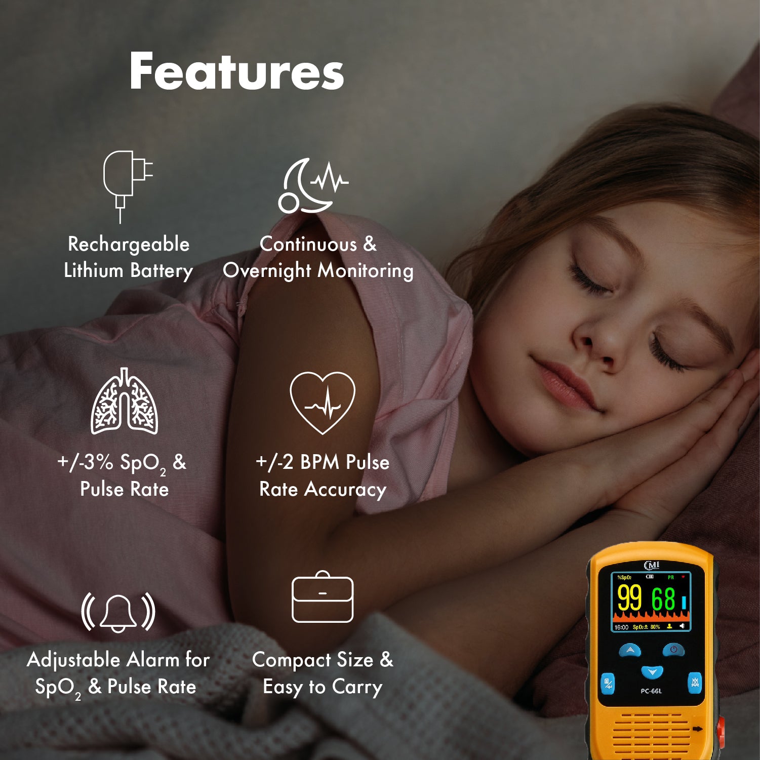 Pediatric Pulse Oximeter Features